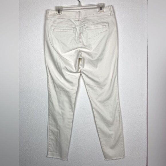 LOFT NWT cream pants w/zipper pockets and unfinished hem chic for season - Picture 3 of 11